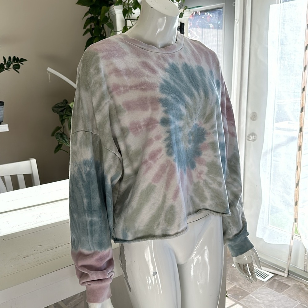 Dex med tie-dye, psychedelic sweatshirt crop top - Picture 3 of 9